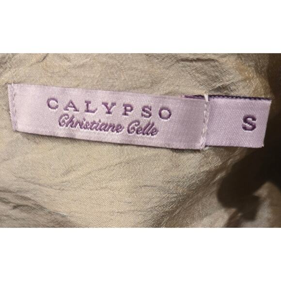 Calypso Christiane Celle Silk Wrap Dress Blush Cap Sleeve Romantic Small - Picture 6 of 9